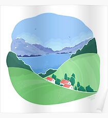 Mountain village landscape Poster