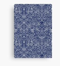 Detailed Floral Pattern in White on Navy Canvas Print