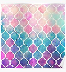 Regenbogen Pastell Aquarell marokkanischen Muster Poster