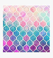 Rainbow Pastel Watercolor Moroccan Pattern Photographic Print