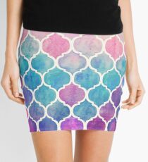 Rainbow Pastel Watercolor Moroccan Pattern Mini Skirt