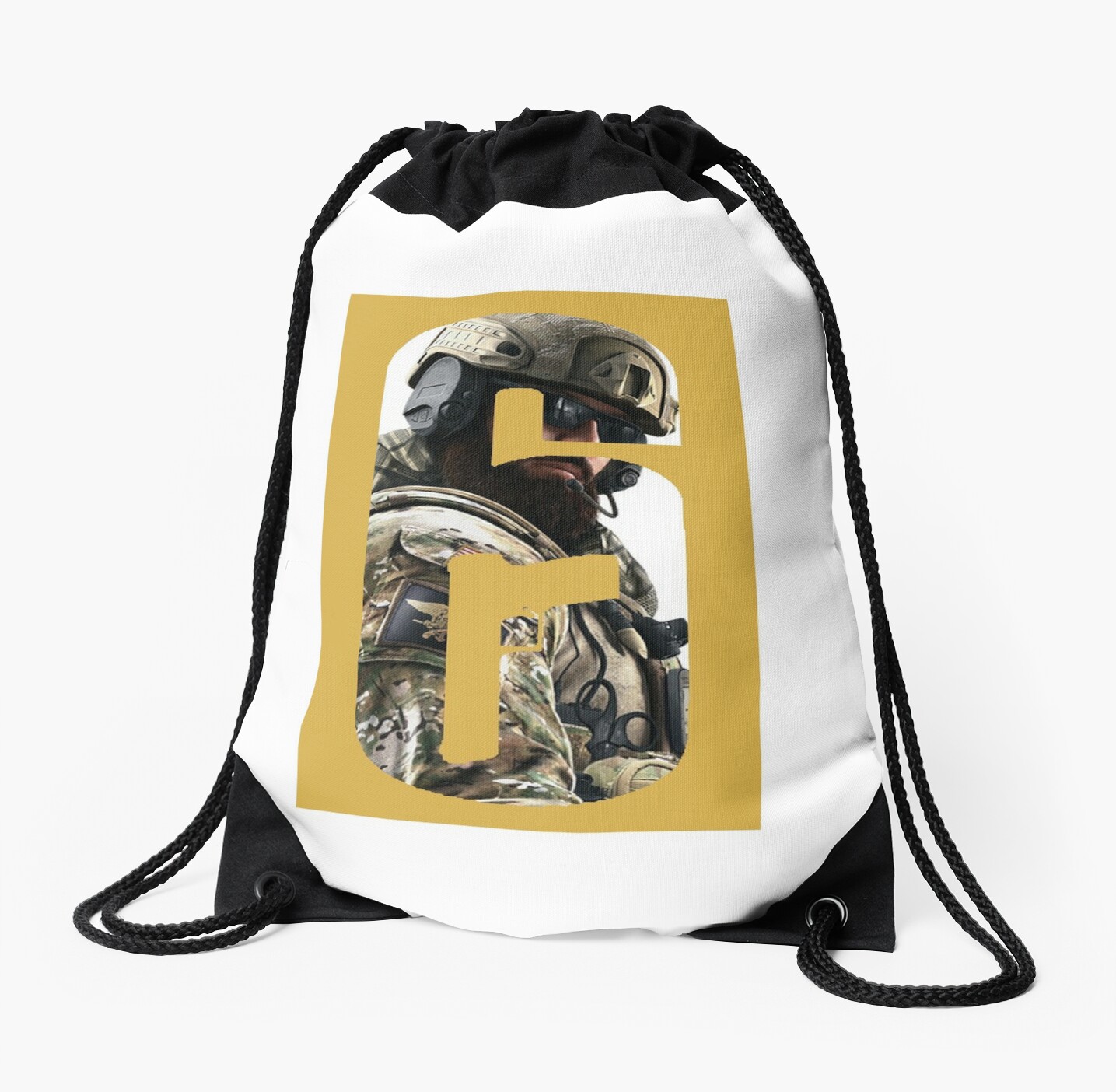 Rainbow Six Siege Blackbeard Logo Design Drawstring Bags By