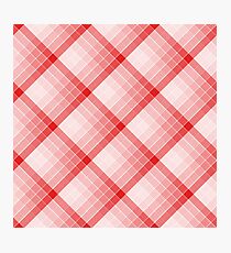 Red Geometric Squares Diagonal Check Tablecloth Photographic Print