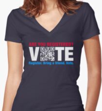 Vote QR Code Election Women's Fitted V-Neck T-Shirt