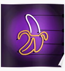 Banana yellow neon sign Poster
