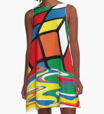 Rubik Cube Melted t Shirt, Original Gift Idea A-Line Dress