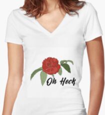 Oh Heck Flower Women's Fitted V-Neck T-Shirt