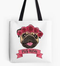 Pug Mom Flower Crown Tee Tote Bag