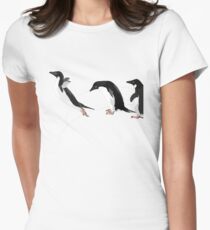 Birds - Illustration - Adelie penguins jumping Women's Fitted T-Shirt