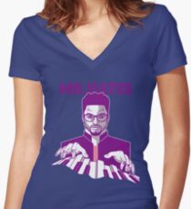 MR. HAYES White Bold Women's Fitted V-Neck T-Shirt