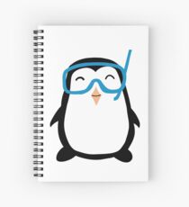 Funny Pool Party Time With Cute Penguin Wear Tee Shirt Spiral Notebook