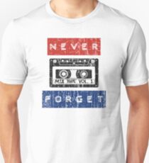 NEVER FORGET THE CASSETTE - RETRO DESIGN WITH EMBOSSED TAPE LETTERS Unisex T-Shirt