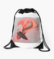 Neon Flamingo Drawstring Bag