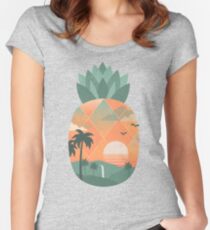 Tropisches Gold Tailliertes Rundhals-Shirt