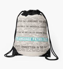 Speech Language Pathologist in over 50 languages Drawstring Bag