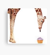 "Licker with Cupcake" Giraffe Watercolor Canvas Print