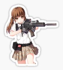 Anime Girl With Gun Sticker