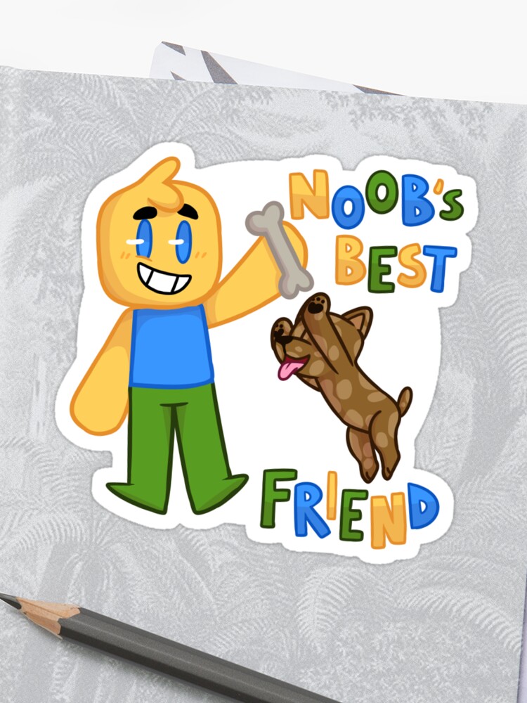 Noobs Best Friend Roblox Noob With Dog Roblox Inspired T Shirt Sticker - 