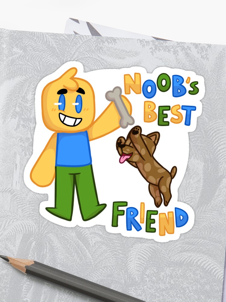 Noobs Best Friend Roblox Noob With Dog Roblox Inspired T Shirt Sticker - roblox best friends
