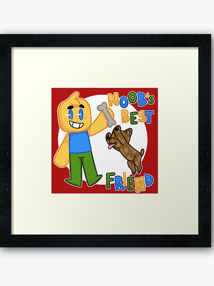 Noobs Best Friend Roblox Noob With Dog Roblox Inspired T Shirt Framed Art Print - roblox noob skin clipart black and white