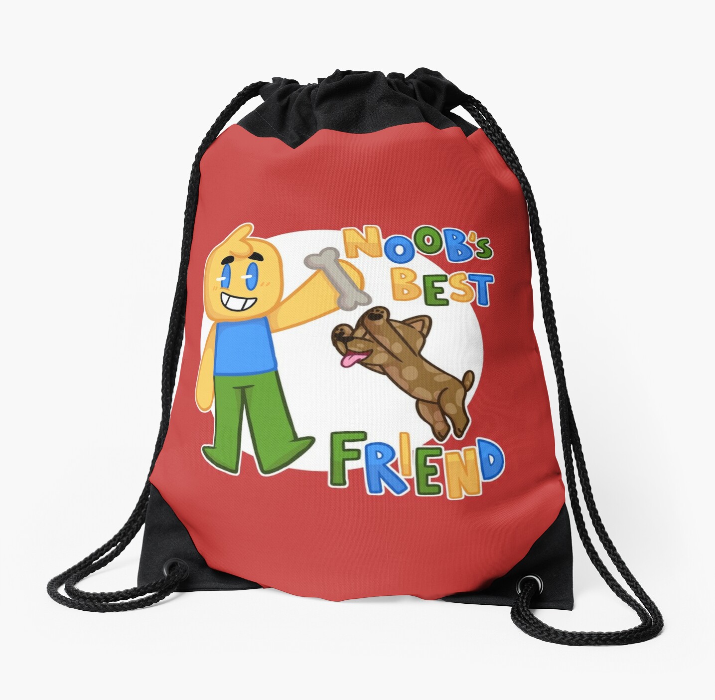 Roblox Noob With Dog Roblox Inspired T Shirt Drawstring Bag By