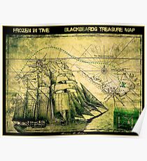 BLACKBEARDS Schatzkarte: Vintage Frozen in Time Print Poster