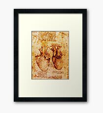 Herz und seine Blutgefäße. Leonardo Da Vinci, Anatomische Studie 2, Brown Gerahmtes Wandbild