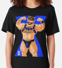 ADAM LIKES HARNESS - BLUE Slim Fit T-Shirt
