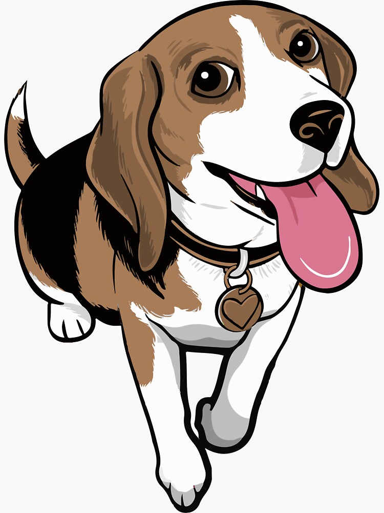 "Beagle Cartoon Shirt Funny Beagles Dogs Stickers" Sticker by Joeby26