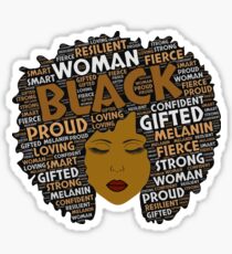 Black Woman Words in Afro Art Sticker