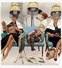 Póster Cartel vintage de salón de belleza y pequeño vaquero