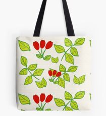 Wild rose on orange lines Tote Bag