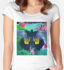 “Fluttering Beauty”, Photo / Digital Painting Women's Fitted Scoop T-Shirt