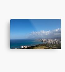 Waikiki Beach and City View from Diamond Head Summit Metal Print