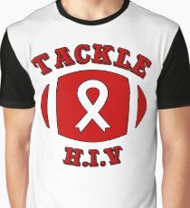 Tackle HIV Awareness Football Ribbon Graphic T-Shirt