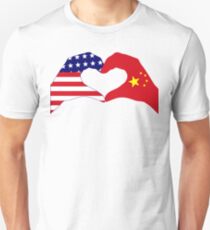 We Heart U.S.A. and China Patriot Flag Series Unisex T-Shirt