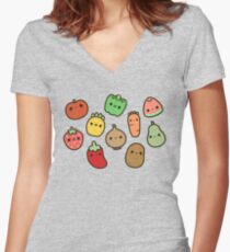Cute fruit and veg Women's Fitted V-Neck T-Shirt