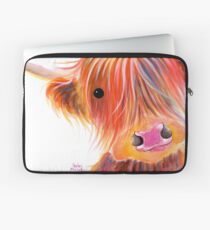 Scottish Highland Cow PRiNT ' SWEET SATSUMA ' by Shirley MacArthur Laptop Sleeve