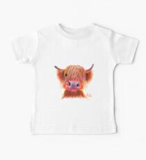 Scottish Highland Hairy Cow ' CHILLI CHOPS ' by Shirley MacArthur Baby Tee