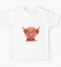 Scottish Highland Hairy Cow ' CHILLI CHOPS ' by Shirley MacArthur Kids Tee