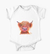 Scottish Highland Hairy Cow ' CHILLI CHOPS ' by Shirley MacArthur One Piece - Short Sleeve