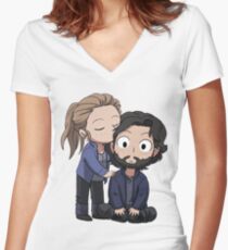 Casa de papel el Prof. and Raquel Women's Fitted V-Neck T-Shirt