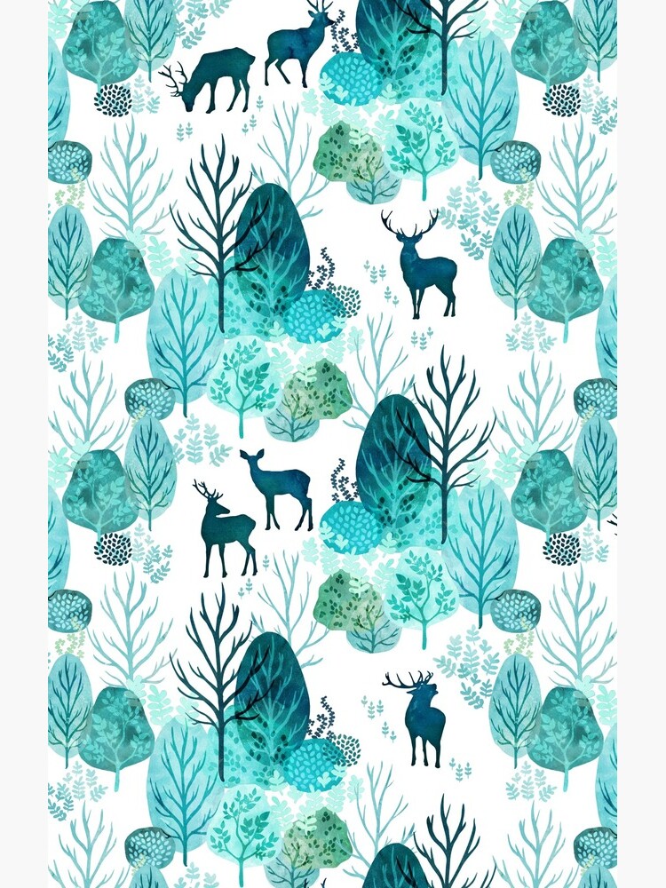Emerald forest deer on white by adenaJ