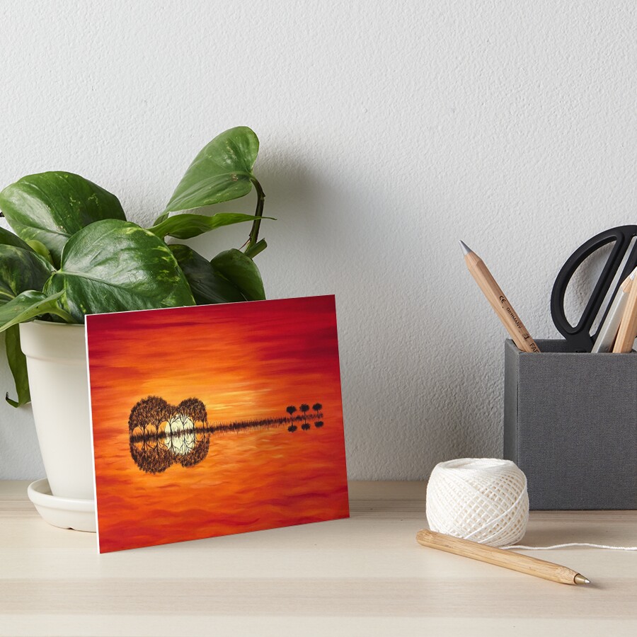 "Guitar Sunset" Art Board Print by JulietteVignola Redbubble