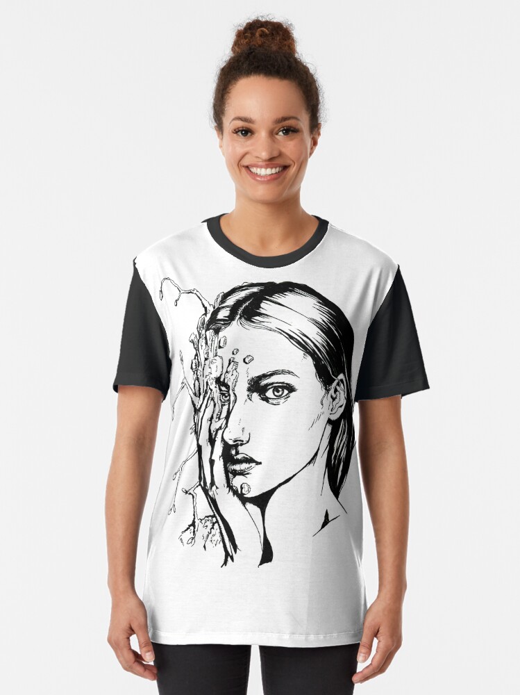 Alternate view of Wooden | Ink Drawing Graphic T-Shirt