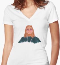 Clairo Painting Women's Fitted V-Neck T-Shirt