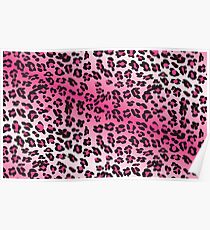 Pink and White Leopard Print Poster