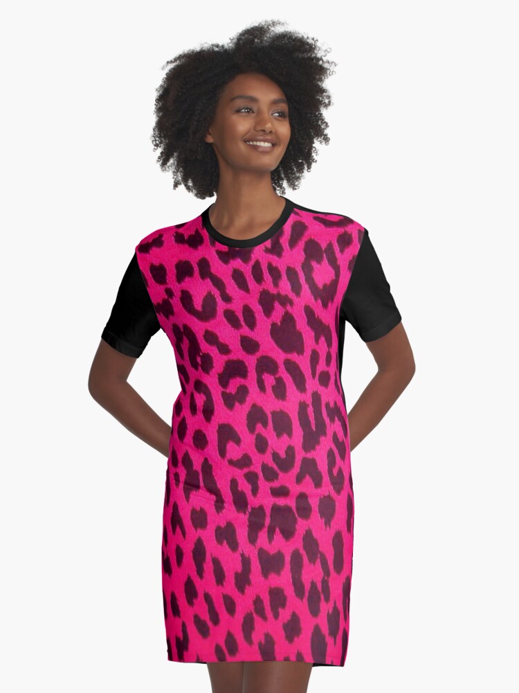 pink leopard shirt dress