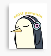 Chill Penguin With Headphone Canvas Print
