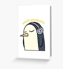 Chill Penguin With Headphone Greeting Card